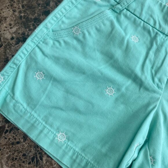 J.CREW CHINO SHORTS MINT GREEN SZ 0 SAILOR CHIC PREPPY NAUTICAL EMBROIDERY WHEEL - Picture 8 of 12